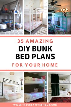 bunk bed plans for your home that are easy to make and great for the little ones