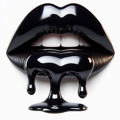 a black lip with dripping liquid on it