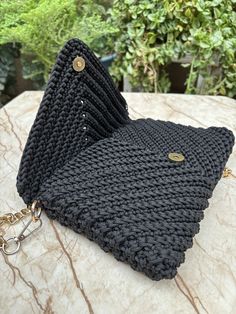 Elegant Square Woven Crochet Bag, Elegant Square Crochet Bag, Handmade Black Crochet Bag As A Gift, Handmade Black Crochet Bag As Gift, Handmade Black Crochet Bag For Gift, Black Handmade Crochet Bag For Gift, Handmade Crochet Clutch Bag For Gift, Black Rectangular Macrame Bag, Handmade Black Crochet Pouch Bag