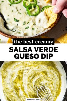 the best creamy salsa verde quesadilla dip is made with only three ingredients