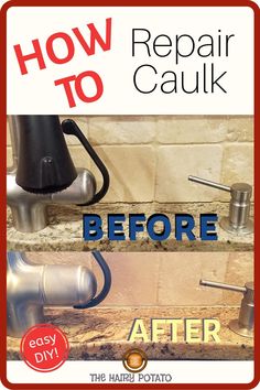 the before and after image shows how to repair a leaking faucet