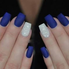 Cobalt Blue Nails, Blue Manicure, Nexgen Nails, Blue And White Nails, Blue Gel Nails, Royal Blue Nails, Blue Gel, Colorful Nails, Wedding Nail