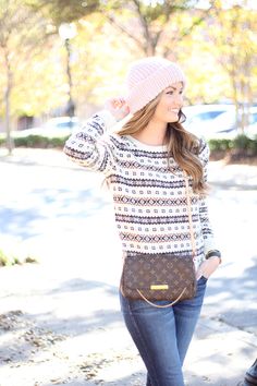 LV Favorite. For All Things Lovely: Fair Isle + Blush Lv Favorite Mm, Lv Favorite, Beauty Fair, Louis Vuitton Favorite Mm, Louis Vuitton Favorite, Bag Obsession, Blogger Outfits, French Farmhouse, Weekend Outfit