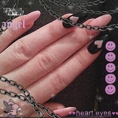 Goth Nails Grunge Black And Pink, Egirl Nails, Black Pink Nails, Nails Black Pink, Cute Nails Black, Nails Emo, Emo Nails, Black Acrylic Nail Designs, Black Nails With Glitter