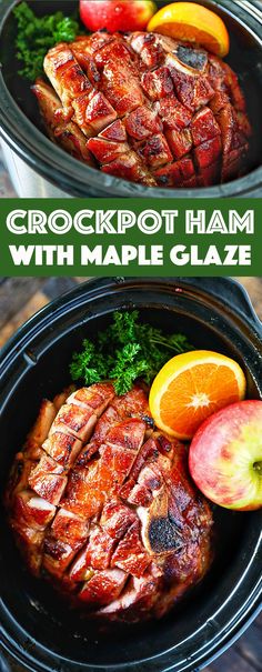 crockpot ham with maple glaze and apples