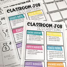 classroom job descriptions on top of each other