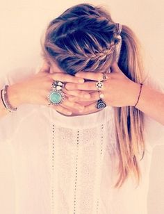 Double-Braided Pony Summer Ponytail, Side French Braids, Side Ponytail, Hair Rings, Good Hair Day, Braided Ponytail