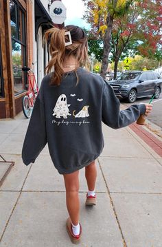 Looking for a special sweatshirt this Halloween? I've got you! Click to shop now ♡ ABOUT OUR HALLOWEEN Sweatshirt -- 100% Airlume combed and rings pun cotton -- Soft cotton and quality print make users fall in love with it over and over again. -- Printed and shipped from the USA CARE INSTRUCTIONS - Wash inside out with like colors. - Tumble dry or hang to dry. - Try not to iron directly over the design. Iron if necessary! HOW TO ORDER OUR HALLOWEEN Sweatshirt 1. Please check and review all photos 2. Choose your t-shirt size and color. 3. Click "Add to cart". 4. Proceed to check out: Add your shipping address and select your shipping method. (PLEASE check your current address.) 5. If you have a doubt, you can write me for any requests before checking out. IMPORTANT NOTE SIZING -- Size chart Oversized Halloween Sweatshirt For Loungewear, Halloween Long Sleeve Loungewear Sweatshirt, Ghost Sweatshirt, My Boo, Halloween Dog, Halloween Sweater, Sweatshirt Halloween, Dog Sweatshirt, Dog Halloween