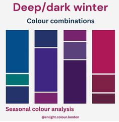 Deep Winter Color Palette Combinations, Dark Winter Color Combinations, Winter Jewel Tones, Jewel Tone Wardrobe, Dark Winter Capsule Wardrobe, Dark Winter Outfits Color Palettes, Deep Winter Outfits Capsule Wardrobe, Deep Winter Wardrobe, Deep Winter Capsule Wardrobe