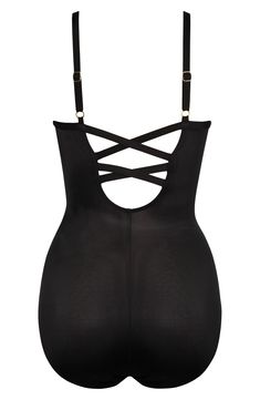 This artfully ruched, strappy-back swimsuit comfortably shapes with Miratex fabric to make you look 10 pounds lighter in 10 seconds! Style Name:Miraclesuit Captivate Rock Solid Strappy One-Piece Swimsuit. Style Number: 6173289. Fitted Strappy Bodysuit With Built-in Bra, Fitted Elastane Swimwear With Straps, Fitted Straps Bodysuit Shapewear, Fitted Straps Shapewear Bodysuit, Fitted Bodysuit With Strappy Back, Fitted Shapewear Bodysuit With Straps, Black Bodysuit With Adjustable Straps And Strappy Back, Black Cross Back Bodysuit With Built-in Bra, Fitted Swimming Bodysuit With Straps