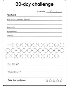 the 30 day challenge worksheet for students to practice their numbers and counting skills