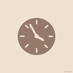 a brown clock with white hands on a beige background