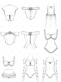 Corset Outfit Drawing, Fashion Design Base, Design Dresses Drawing, Clothes Ideas Drawing, Lingerie Drawing, Fashion Drawing Template, Bra Drawing, Belt Drawing, Top Drawing