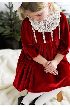 She’ll be ready for the holidays in velvet and lace! Fit is true to size. Enjoy for all of your little ones December holiday activities! Ready to ship. Red Magnolia, December Holidays, Kids Outfits Girls, Romper Dress, Holiday Activities, Winter Accessories, Red Christmas, Outerwear Jackets, Baby Clothes