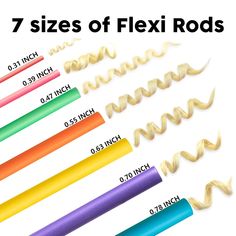 47Pcs 7'' Hair Curlers Rollers Flexi Rods Flexible Curling Rods Set No Heat VARIETY: 47pcs of 7 inch (18cm) long Flexi rods hair rollers curlers are suitable for curling long, medium, and short hair to sleep in. EASY TO USE & FLEXIBLE: Easy, quick, bend, twist, roll, foam made without hurting hair to create beautiful, bouncy and gorgeous curly curls effortlessly.Curlers you can sleep in. NO HEAT NEEDED and BREAKAGE: Heatless curler can curl your hair without heat damage and surface smooth roll products hair against breakage.Wet hair & blowdryer yields instant curls 7 COLORS & SIZES: 7 bright colors, 4/5-Inch, 7/10-Inch, 3/5-Inch, 11/20-Inch, 1/2-Inch, 2/5-Inch, 3/10-Inch, multicolored sizes to create beauty curls and waves of different size and styles for Girls Women Ladies Kids. TRAVEL CU 90s Hair Rollers, Natural Hair Flexi Rods, Curl Your Hair Without Heat, Flexible Curling Rods, Heatless Curler, Perm Rod Set, Heatless Curlers, Curling Rods, Hair Curlers Rollers