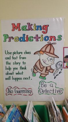 a bulletin board with an image of a witch and other children's books on it