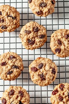 oatmeal raisin cookies cooling on a wire rack