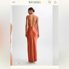 Meshki Lucia Satin Cut Out Maxi Dress - Burnt Orange Peach Satin Dress, Meshki Dresses, Cut Out Maxi Dress, Burnt Orange Dress, Burnt Orange Color, Dresses Backless, Burnt Orange, Color Orange, Orange Color