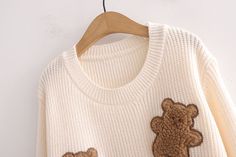 Bring your teddy with you all day long with this kawaii teddy bear embroidered knit sweater. Available in beige or purple, these one-sized cable neck pullovers are as soft as they are cute! Which color will we find in your wardrobe? Get your kawaii teddy bear embroidered knit sweater here today! Christmas Elf Outfit, Kawaii Backpack, Kawaii Games, Christmas Tree Dress, Kawaii Bags, Kawaii Pens, Anime Store, Elf Clothes, Christmas Party Dress