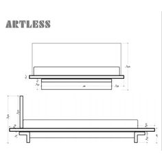 a drawing of a bench and shelf with measurements for the top section, bottom portion and bottom part