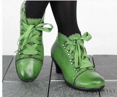 Lasaky - Winter Low-Heeled and Slim-Heeled Lace-Up Booties Cute Heeled Ankle Boots, Heel Boots Lace Up, Lace Up Heeled Ankle Boots, Ankle Boots Green, Gren Boots, Lacing Boots, Nike Shoes Women Fashion, Nude Boots, Buy Boots