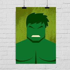 the incredible hulk poster hanging on a brick wall