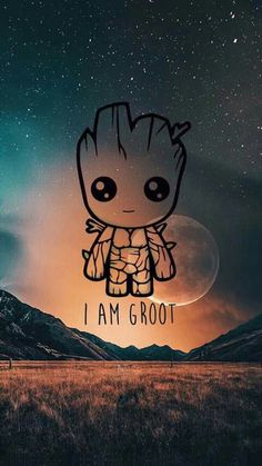 an image of a baby groot with the words i am groot on it