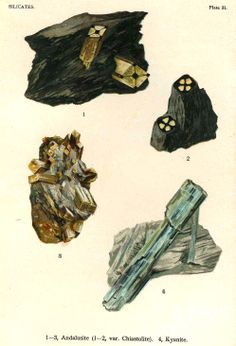 four different types of rocks are shown in this drawing