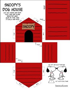 a paper cut out of snoopy's dog house