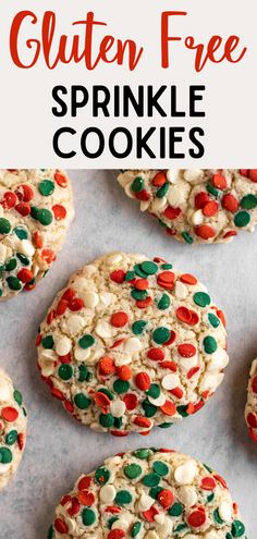 gluten free sprinkle cookies on a baking sheet with the title above it