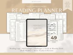 the reading planner is shown in white and beige