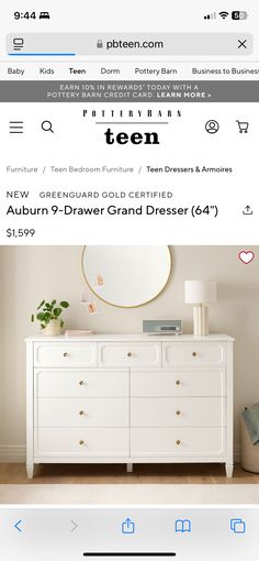 Teen Dresser, Teen Furniture, Teen Bedroom Furniture, Teen Bedroom, Pottery Barn, Bedroom Furniture, Armoire, Drawers