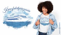 Cruise ship in ocean watercolor t-shirt design Ship In Ocean, T Shirt Designs Graphics, Ship In The Ocean, Pairing Ideas, Ocean Watercolor