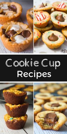 cookie cup recipe collage with cookies in the middle