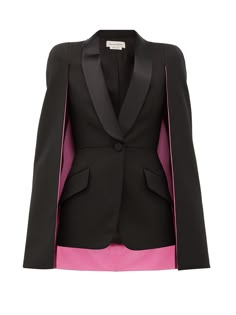 Blazer Cape, Cape Blazer, Black Suit Jacket, Coat For Women, Cape Sleeves, Wool Blend Jacket, Savile Row, Looks Black