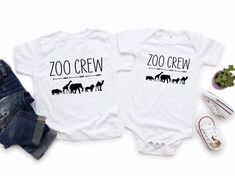 Customizable Themed Cotton Shirt, Themed Cotton Shirt With Custom Print, Themed Cotton T-shirt With Name Print, Zoo Outfit, Box Font, Zoo Trip, Birthday Party Shirts, Third Birthday Shirt, Zoo Crew