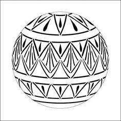 a black and white drawing of an easter egg with geometric designs on the inside,