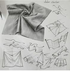 a drawing of different types of cloths and other things that are drawn on paper