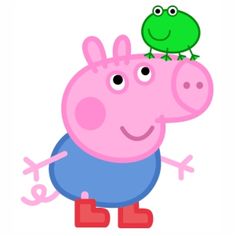 peppa pig and frog sitting on top of each other