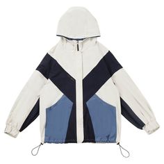 Colorblock Hooded Windbreaker Jacket (Size S) Character Girl, Girl Jacket, Nice Clothes, Half Skirt, Casual Suit, Future Design, Polar Fleece, Girls Jacket, Blue Jacket