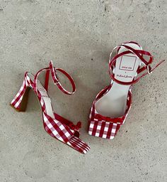 Dolce Vita X For Love and Lemons Loise Heels | #shoes #shoeshighheels #highheels #heels #red #white #plaid #fourthofjuly #summer #spring #bidday #dolcevita #forloveandlemons #forloveforlemons #bow #cottagecore #coastalgranddaughter #coastalgranddaughteraesthetic #aesthetic #memorialdaystyle #picnic #picnicstyle #dolcevitashoes Summer Heels Aesthetic, Chloe Couture, Gingham Shoes, Heels Aesthetic, Work Shoes Women, Heels Red, Stylish Handbags