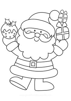 santa claus with presents and gifts for christmas coloring pages free printable pictures to color