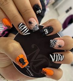 Her Nails, Halloween Nail Art, Fancy Nails, Short Acrylic Nails