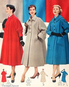 1950s Coats and Jackets History 1950s Winter Coat, 50s Winter Fashion, 1950s Winter Fashion, Letters Aesthetic, 1960s Fashion Women, 1950s Coat, Nurse Ratched, Aesthetic Warning