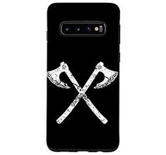 two crossed axes on black phone case for samsung s10, galaxy s10 plus