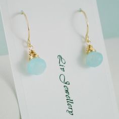 Aqua Chalcedony Earrings Pastel Blue Wire Wrapped by livjewellery, $45.00 Adjustable Gold Chalcedony Jewelry, Aquamarine Gemstone Jewelry For Jewelry Making, Gold Faceted Chalcedony Jewelry, Elegant Chalcedony Jewelry Gift, Chalcedony Round Bead Jewelry For Gifts, Handmade Turquoise Briolette Jewelry, Turquoise Faceted Drop Earrings, Handmade Chalcedony Jewelry Gift, Adjustable Aquamarine Round Jewelry