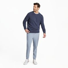 Not all sweatshirts are created equal. This supremely soft mid-weight champ is light enough to wear on a breezy beach, but heavy enough to help combat a mild winter chill. It features an easy, relaxed fit around the chest and shoulders that tapers at the bottom, resulting in a silhouette you can easily dress up (with a pair of jeans) or down (with Life is Good Everyday Joggers). 100% Cotton Extremely soft mid-weight French terry, heavy enzyme washed for a relaxed look and broken-in hand feel. Ri Cotton Sporty Sweatshirt For Light Sports, Casual Go-dry Sweatshirt For Sports, Casual Relaxed Fit Activewear For Light Sports, Relaxed Fit Crew Sweats For Sports, Cotton Athleisure Sweatshirt For Light Sports, Blue Relaxed Fit Sweats For Everyday, Cotton Long Sleeve Everyday Activewear, Long Sleeve Cotton Sweatshirt For Light Sports, Casual Fleece Sweatshirt For Light Sports