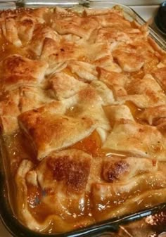 a casserole dish is sitting on the counter ready to be baked and eaten