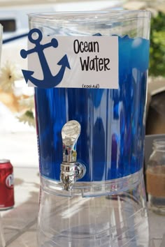 an ocean water dispenser is on display