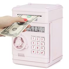 PRICES MAY VARY. 💴🎁【High Quality Materials】:Environmental ABS plastic;Safe simulation design,no odor and sturdy and not break easily;An interesting piggy bank specially designed for children.(Applicable Batteries: 3 * 1.5V AA Batteries (not included).) 💴🎁【Password Piggy Bank】:Four electronic password protection,if you press the wrong password, it will be issued.Only be opened when you enter the 4 digit correct password,the green light will turn on then you can turn the knob clockwise and ope Bank For Kids, Safe Money, Atm Bank, Girly Christmas Gifts, Bank Atm, Toy Money, Money Saving Box, Bank Money, Money Safe